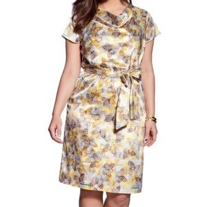 THE LIMITED Silky Cowl Neck Belted Butterfly Print Dress—SZ. Small